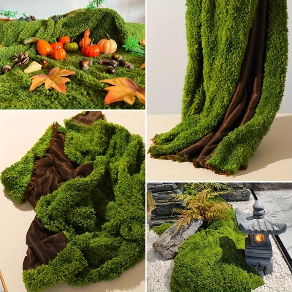 2PCS Artificial Moss Fresh Green Polyester Lawn for Indoor Decoration，Suitable for parties and events Indoor outdoor decoration