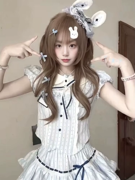 Y2k Harajuku Vintage Slim 2 Piece Skirt Sets Kawaii Short Sleeve Tops + Patchwork Mini Skirts 2000s Sweet Lolita Striped Suits - AliExpress 200000345
