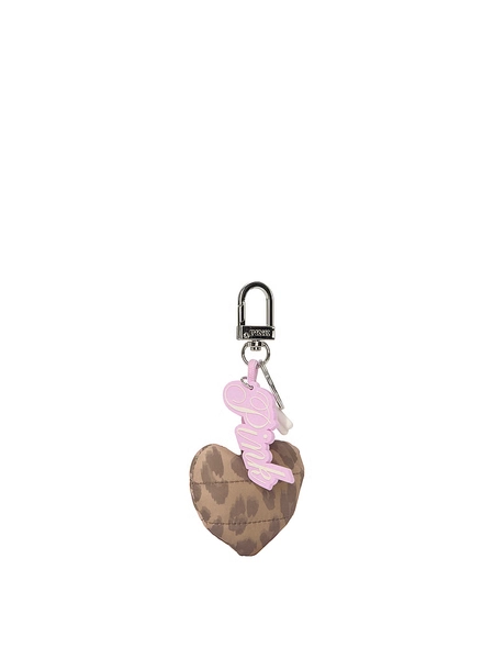 Quilted Puﬀer Heart Keychain Charm