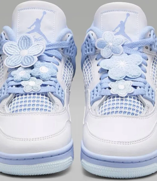 Nike Air Jordan 4 Hv0823-100 Floral White Blue Tint Aluminum Women's