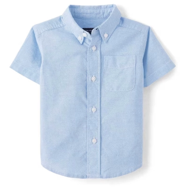 The Children's Place Toddler Uniform Short Sleeve Oxford Button Down Shirt Blue 2T
