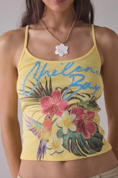 Chileno Bay Rhinestone Graphic Crop Cami