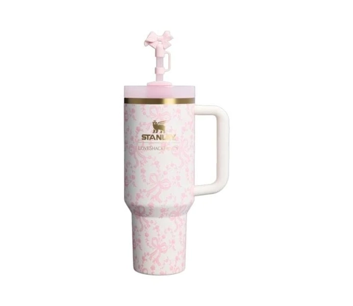 Stanley 1913 x LoveShackFancy Holiday FlowState Quencher 40oz Tumbler Coquette Bow Chantilly