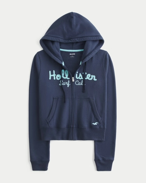 Easy Zip-Up Logo Graphic Hoodie