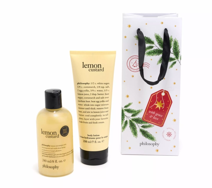 sweet vanilla fig!! philosophy shower gel 8oz & body lotion 7oz w/ holiday gift bag