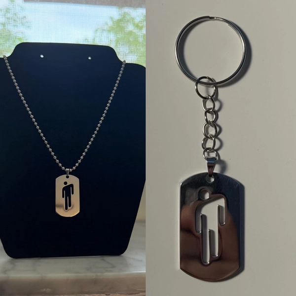 BE Dog Tag Inspired Stainless Steel Necklace And Keychain