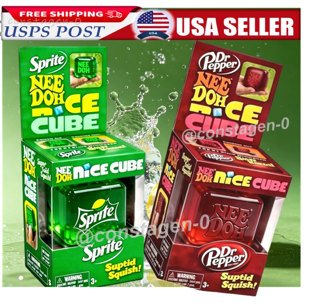 Needoh Limited Edition Dr Pepper/ Sprite Nice Cube Suptid Squish USA