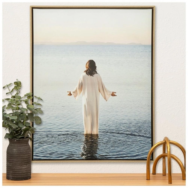 Jesus Walking On Water Framed Canvas Wall Decor
