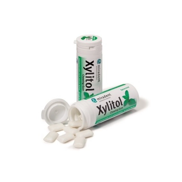 Chicles Xylitol Miradent sabor Hierbabuena bote 30 gr - Pharmaluz