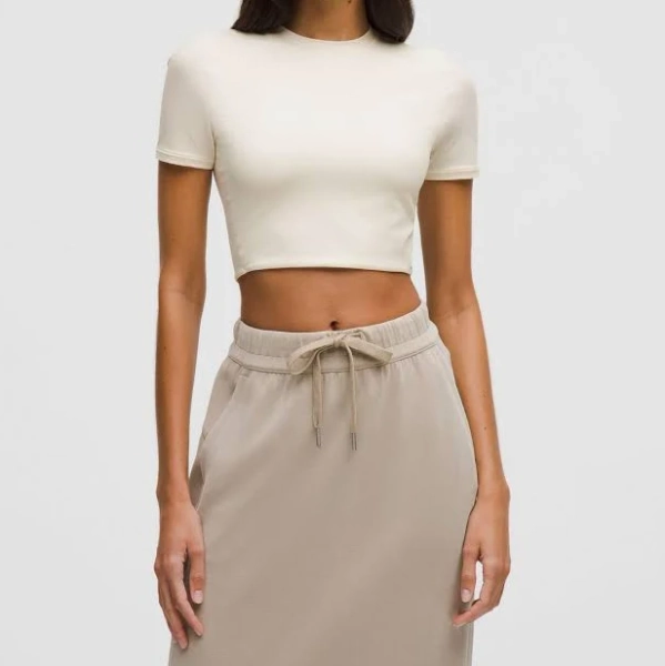 lululemon Women's Wundermost Ultra-Soft Nulu Crewneck Cropped T-Shirt - Size XL White