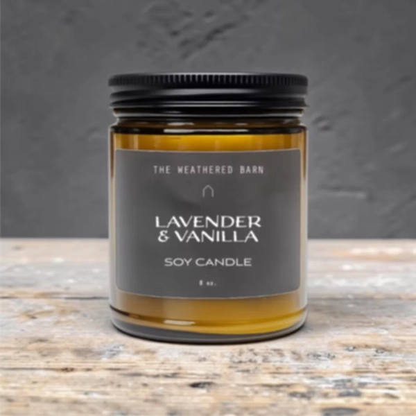 Lavender &amp; Vanilla Hand- Poured Soy Candle