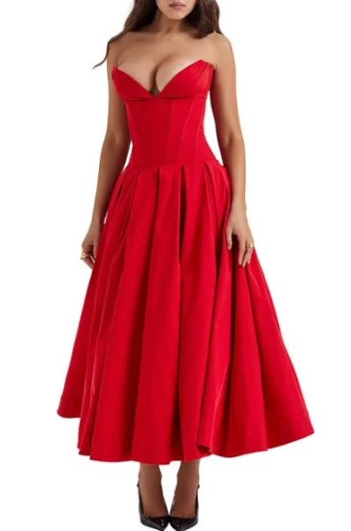 House of CB Lady Strapless Midi Dress