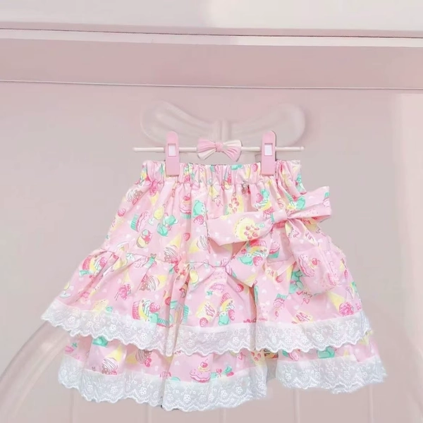 2025 Summer Cute Bow Lace Ruffle Edge Mini Skirt Japanese Sweet Girl Cartoon Print Y2k Skirt Mezzo All Match Princess Skirt - AliExpress 200000345