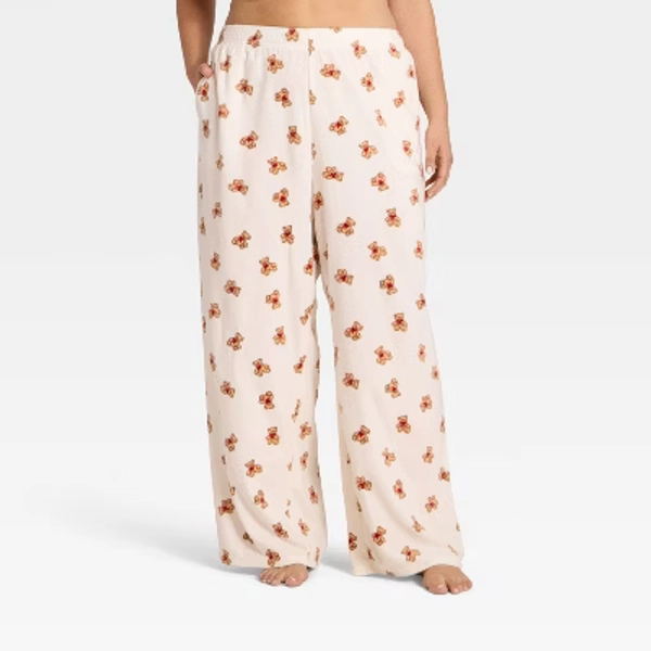 Women's Microfleece Pajama Pants - Wild Fable™ Cream Bears 2X
