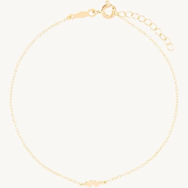 Catbird 14K Yellow Gold Twin Hearts Bracelet