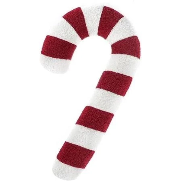 Merry Soft Cozy Teddy Fleece Sherpa Plusg Candy Cane Shape Pillow Cushions for Home Decorative