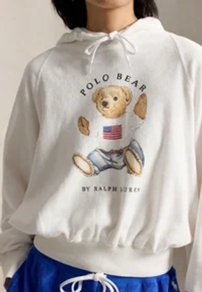 SHRUNKEN FIT POLO BEAR HOODIE - Felpa - white