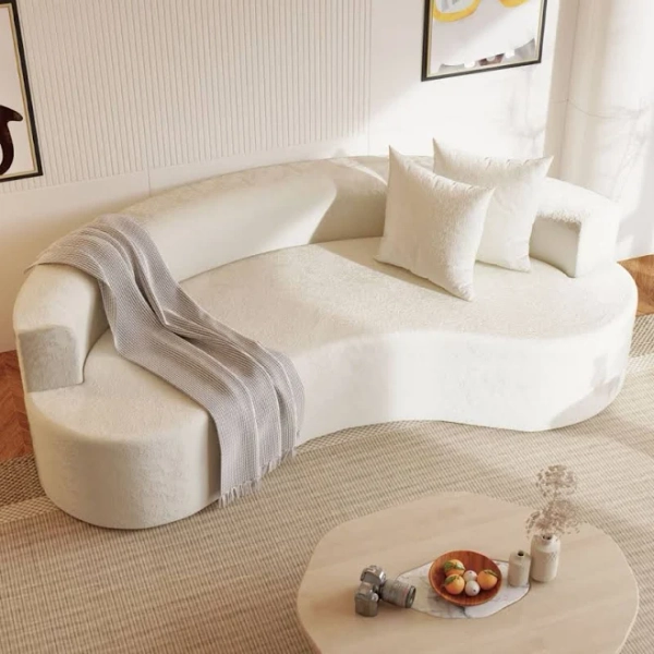 Mercer41 80" Modern Upholstered Sofa with Two Pillows Included