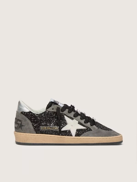 Ball Star LTD pour femme gris et noir avec paillettes et lacets Skins