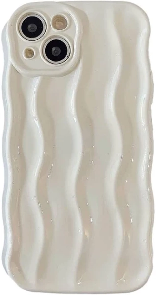 Wahhle Water Ripple Pattern Curly Wave Frame Phone Case Cover for iPhone 15