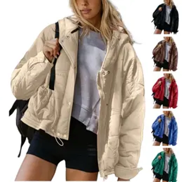 Tanming Women's Oversized Quilted Hooded Jacket with Pockets and Adjustable Hem Warm Casual Loose Fit Short Winter Coat Outerwear TikTokShopBlackFriday for Cold Weather