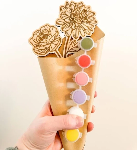 DIY Spring Flower Paint Kit, Mothers Day Gift for Grandma and Mom, Spring Craft Kit, Art Lover Birthday Gifts for Kids, DIY Flowers for Mom