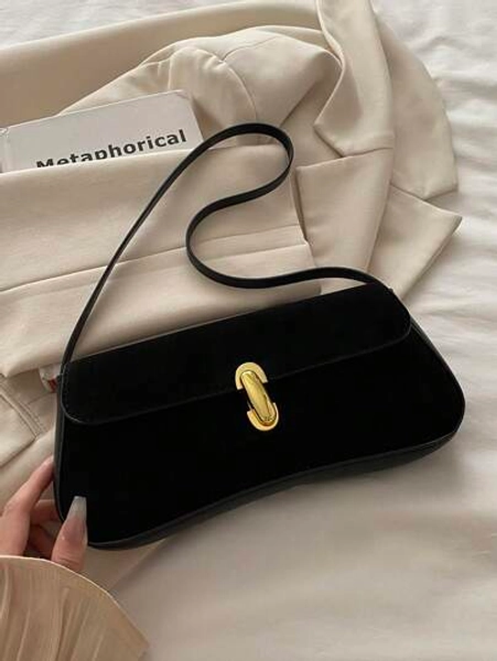 Borsa a tracolla vintage da donna con patta decorativa in finta pelle oleata, adatta per appuntamenti, uscite, feste