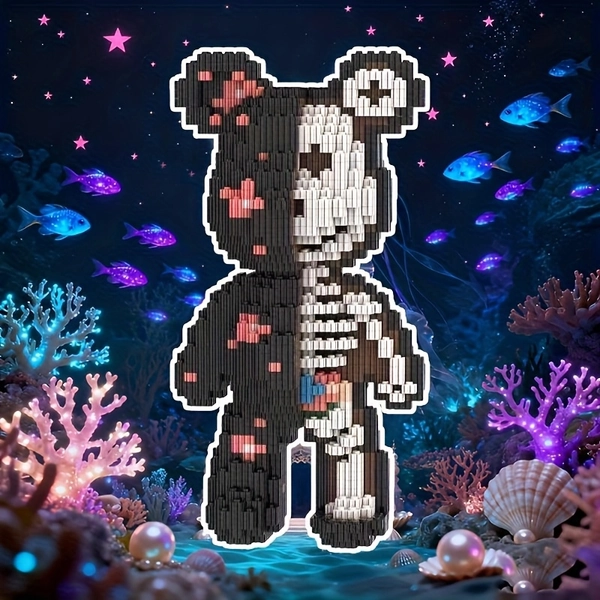 3D Puzzle Building Blocks - 3D Puzzle with 3D Bear Figure, Challenging Puzzle for Adults & Teens, Birthday/Christmas/Valentine'S Day Gift - No Electricity Needed, Home, Party, Office Decoration - Collectible Decoration, Party Decorations