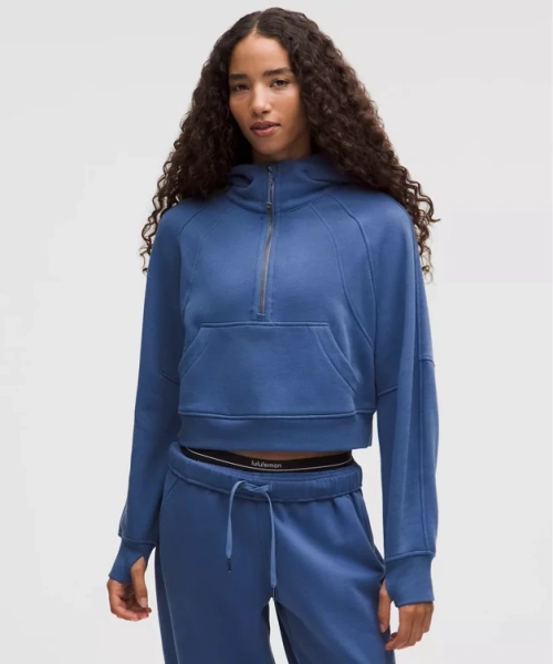 Scuba Oversized Half-Zip Hoodie - Blue