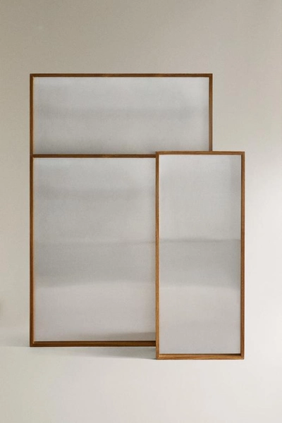 MAGNETIC SLATE WITH WOODEN BORDER - Cream - 24 x 10.2 x 0.4 "