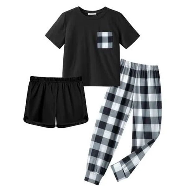 Arshiner Girls Clothes 3 Piece Outfits Short Sleeve Shirts Long Pants and Dolphin Shorts Clothing Sets with Pockets, Girl's, Size: 9-10 Years