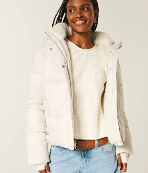 Hollister Women's Faux Fur-Lined Puffer Jacket