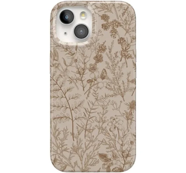 Casely iPhone 15 Compatible with MagSafe Beige Garden Neutral Floral Case