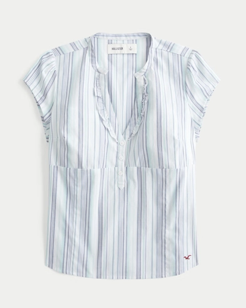 Short-Sleeve Ruffle Henley Shirt