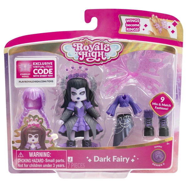 Royale High 3 inch Dark Fairy Fashion Doll - 1 Figure with 9 Fashion Accessories - Virtual Item Code Included