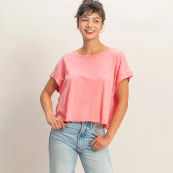 Taffy Cropped Open Back Boxed Tee