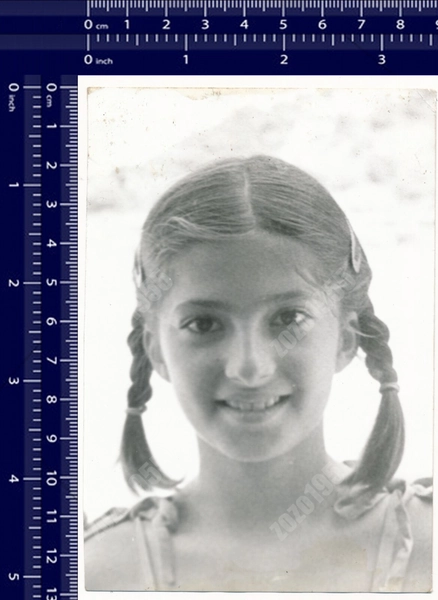 Girl Face Portrait Smiling Kid Braids Vintage Photo Original