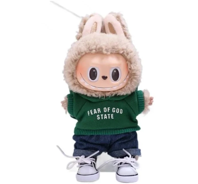 Blind Box 17cm Labubu Baby Clothes Hooded Guard Clothes Canvas Shoes Labubu Accessories Fashion