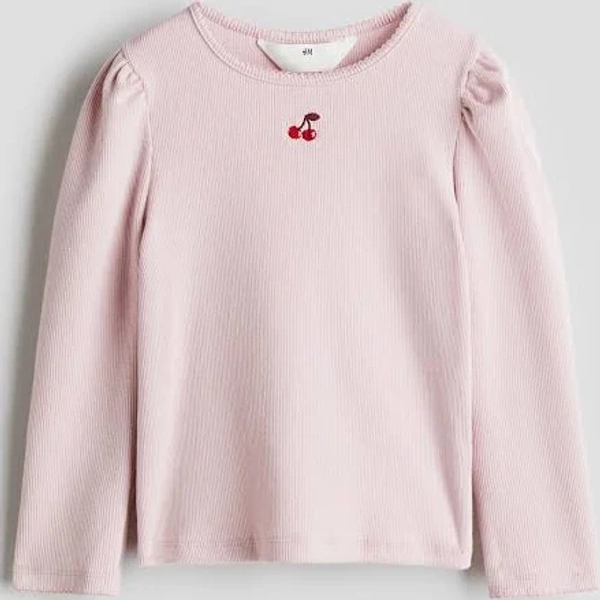 H&M Girls Picot-Trimmed Jersey Top