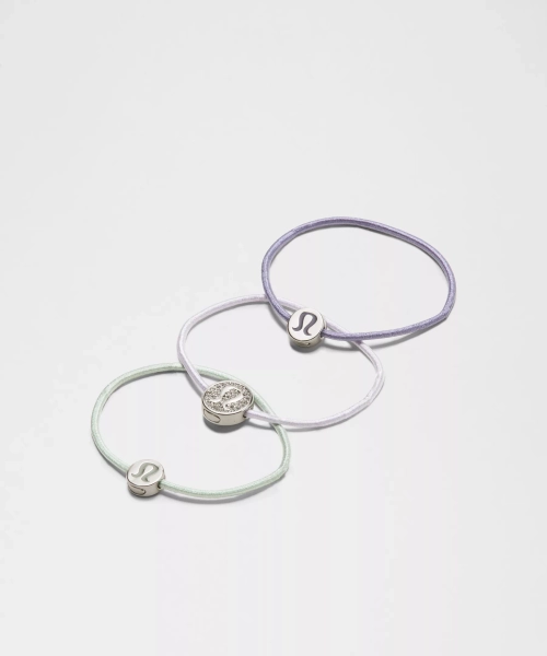 Logo Hair Ties *3 Pack - Fog Green/Faint Lavender/Grape Mist/Silver - ONE SIZE