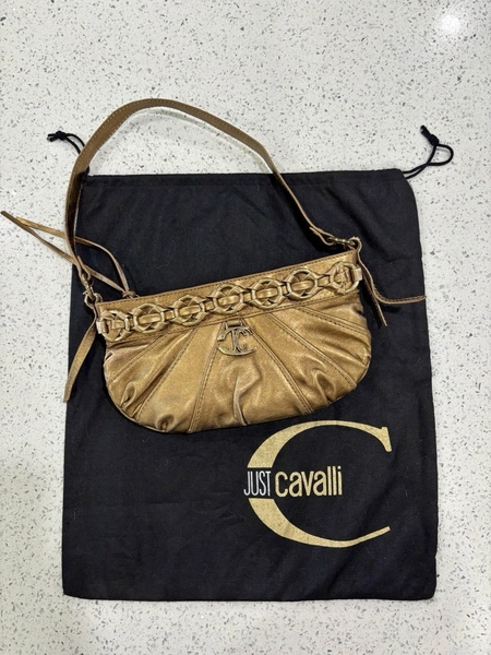 Roberto Cavalli-Just Cavalli-Gold- Shoulder Bag-Vintage-Authentic-Pre-owned