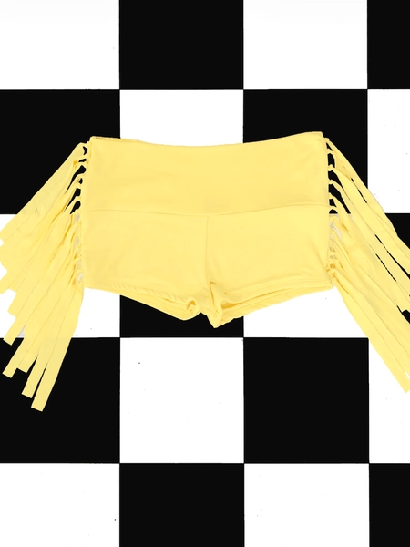SWEET LORD O'MIGHTY! FRINGE YOGA SHORTS IN BUTTER