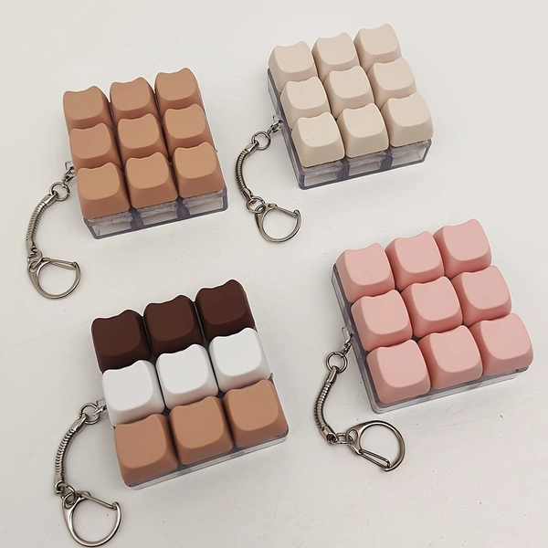[Pop Fidget Keychain Toy] Keyboard Keycap Pop Fidget Toy Keychain | Finger Press Gadget for Adults, Fun Desk Accessories, Portable Mini Push Bubble Toy for Focus, Mixed Color Plastic