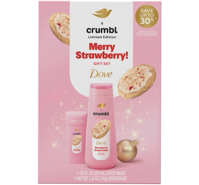 Dove Crumbl Limited Edition Body Care Gift Set Strawberry Crumb Cake