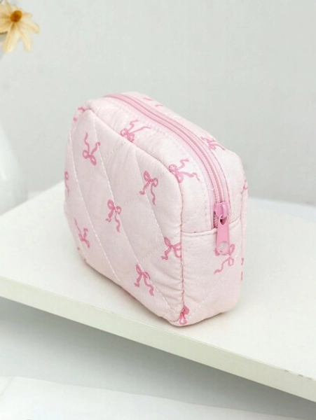 1Pc Pink Bowknot Pattern Women Tampon Storage Bag Sanitary Pad Pouch Napkin Cosmetic Bags Organizer Ladies Makeup Bag,Boho Vibes