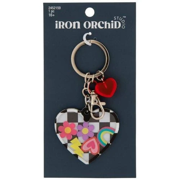 Checkerboard Heart Keychain