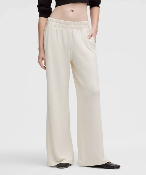 BeCalm Mid-Rise Wide-Leg Pant - Light Ivory - S