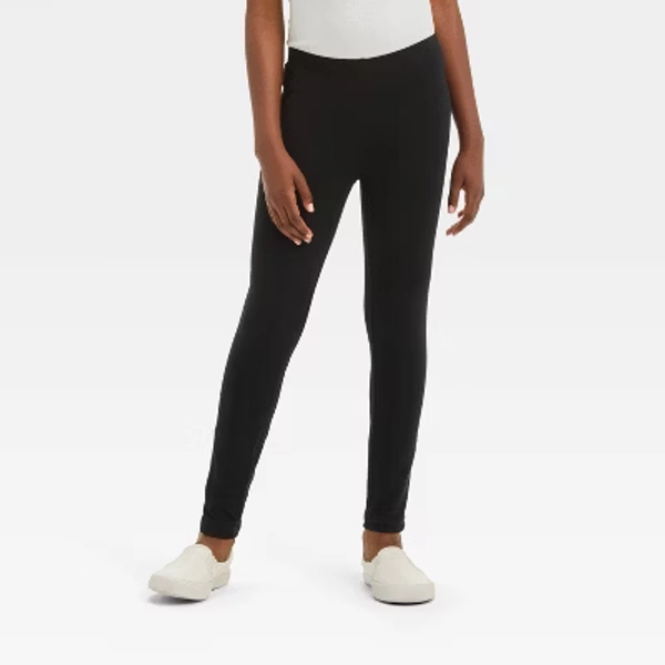 Girls' Leggings Pants - Cat & Jack™ Black M: Cotton Spandex Blend, High Rise, Elastic Waistband