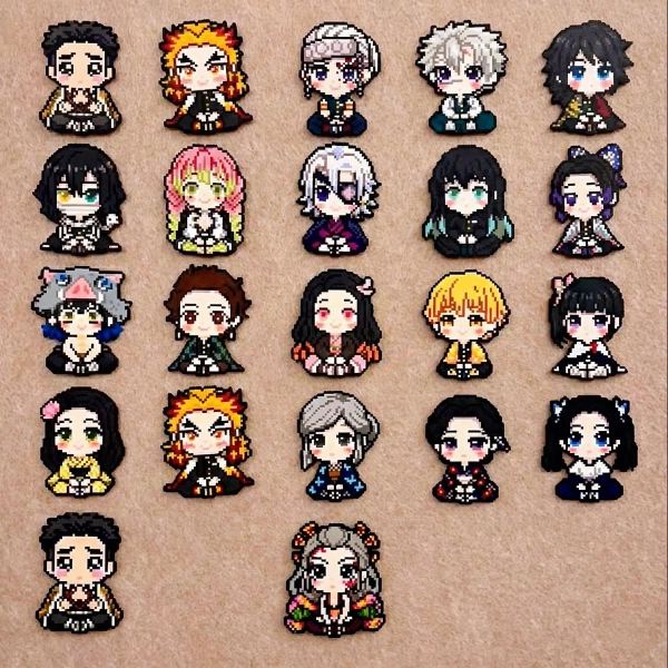 Demon Slayer Sitting Figures Keychains | Pixel Art Chibi Charms | Hashira Keychains, Nezuko & Tanjiro Fridge Magnets | Anime Fan Gift
