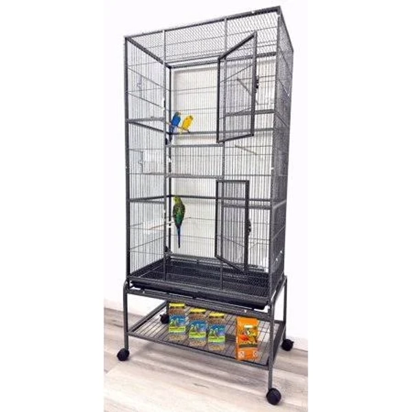 Tall X-Large Metal Bird Parrot Flight Breeding Breeder Cage Side Nest Box Doors with Detachable Stand for Aviary Budgie Canary Finches Lovebirds